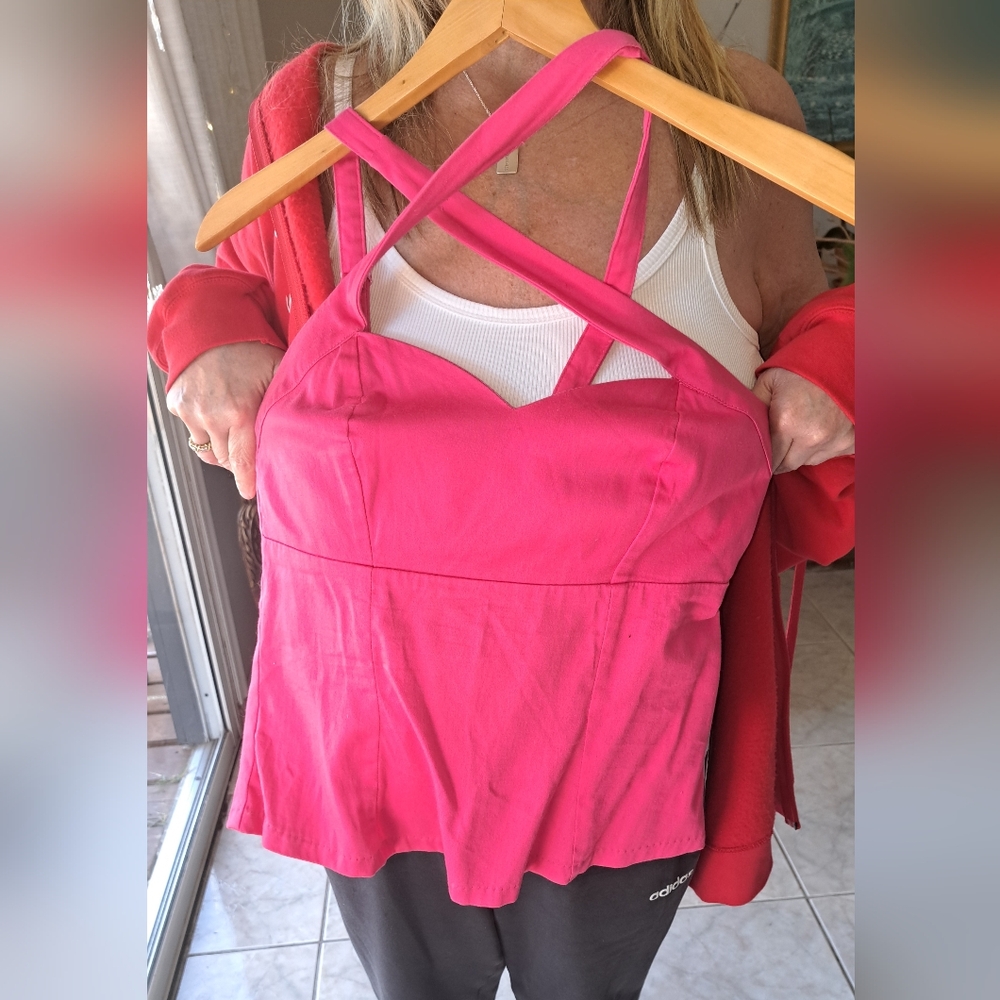 Deadly dames pink crisscross top large